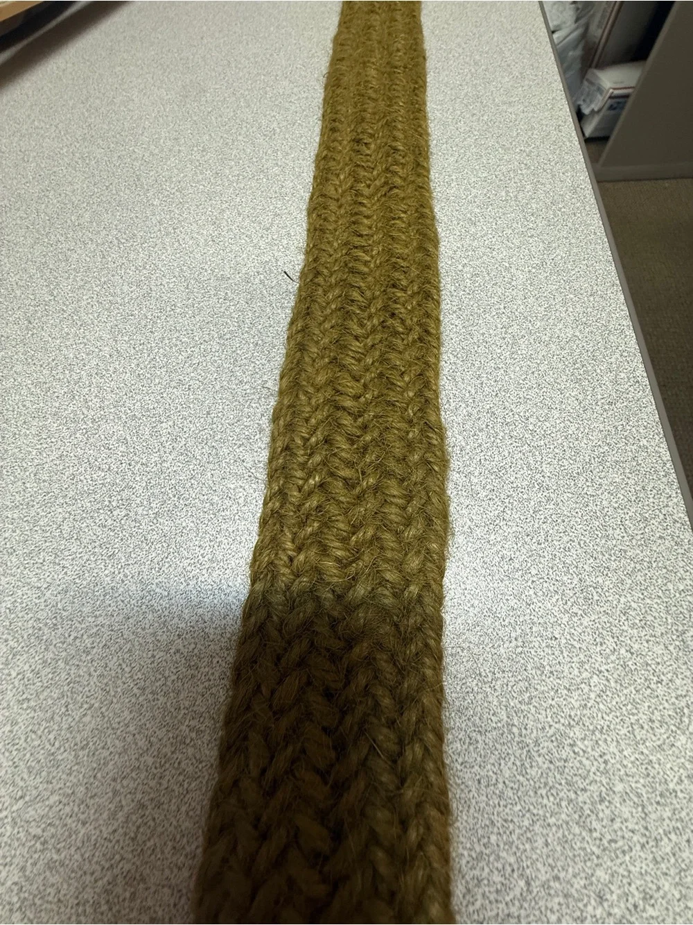 Vintage 1980s 100% Jute Woven Belt Olive Brown Double Ring Buckle 49”